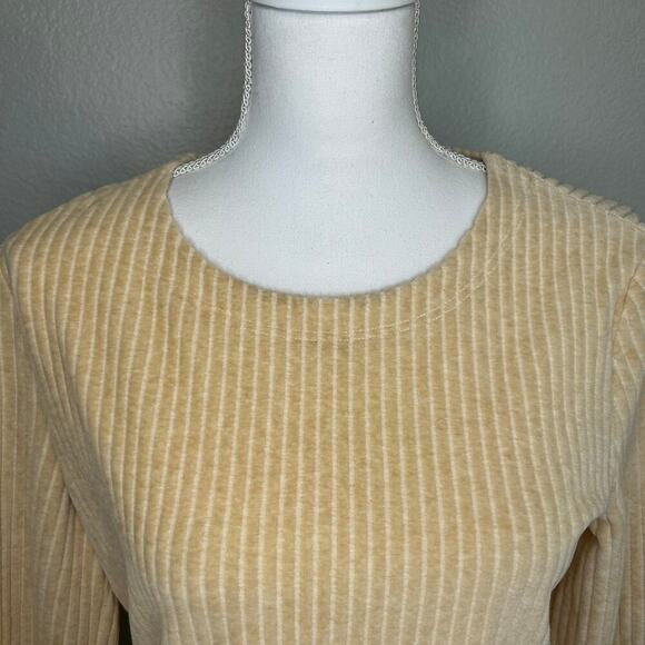 Escada women's velour tan ribbed long sleeve crew neck pullover size 40 US M - Picture 2 of 7